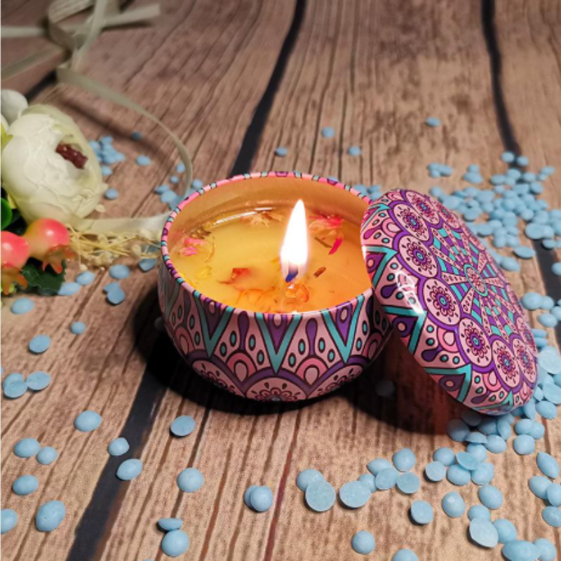 Boho Chic Scented Soy Candles – Handmade Aromatherapy in Decorative Tins Pack of 2