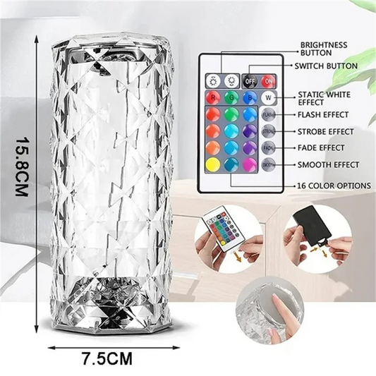Crystal Diamond LED Table Lamp – 16 Color Changing