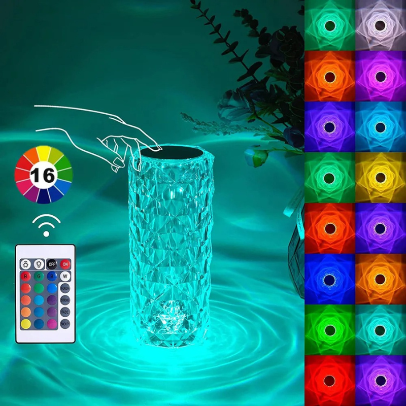 Crystal Diamond LED Table Lamp – 16 Color Changing